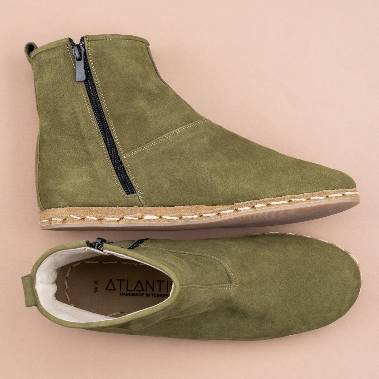 Men's Olive Boots from Atlantis Handmade Shoes