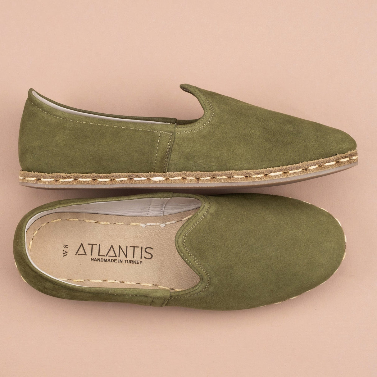 Women's Olive Nubucks from Atlantis Handmade Shoes