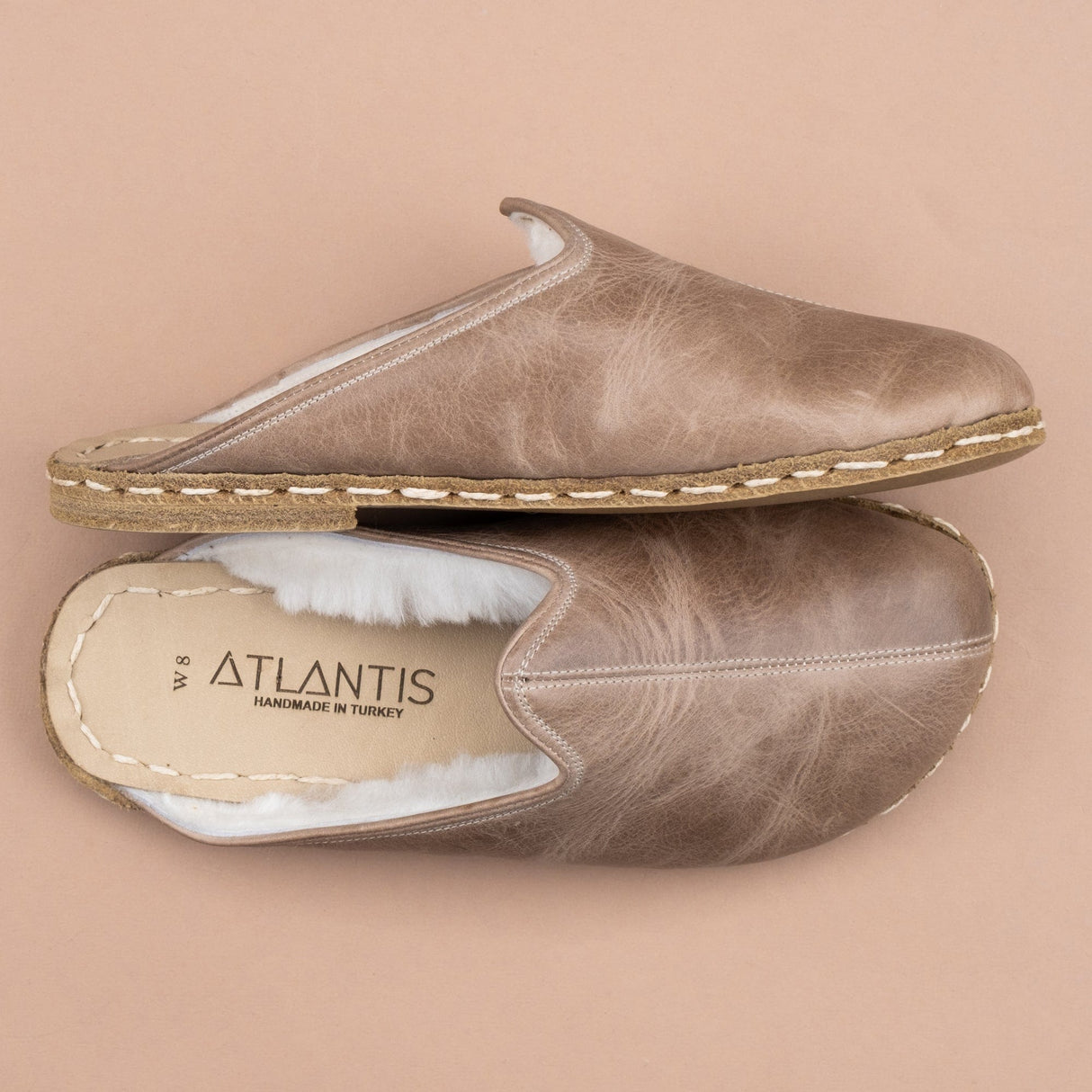 Men's Tan Barefoot Shearlings from Atlantis Handmade Shoes