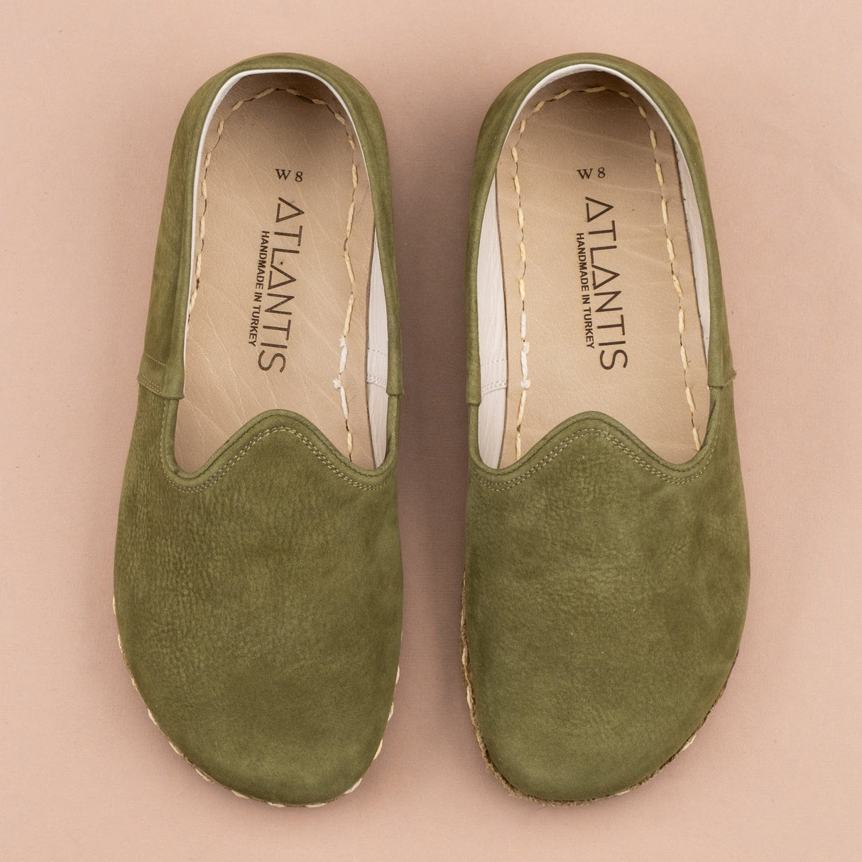 Women's Olive Barefoots from Atlantis Handmade Shoes