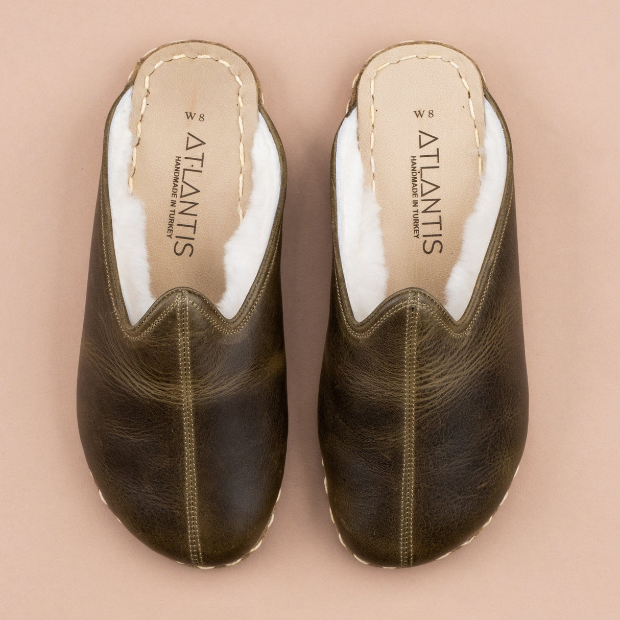 Men's Green Barefoot Shearlings from Atlantis Handmade Shoes