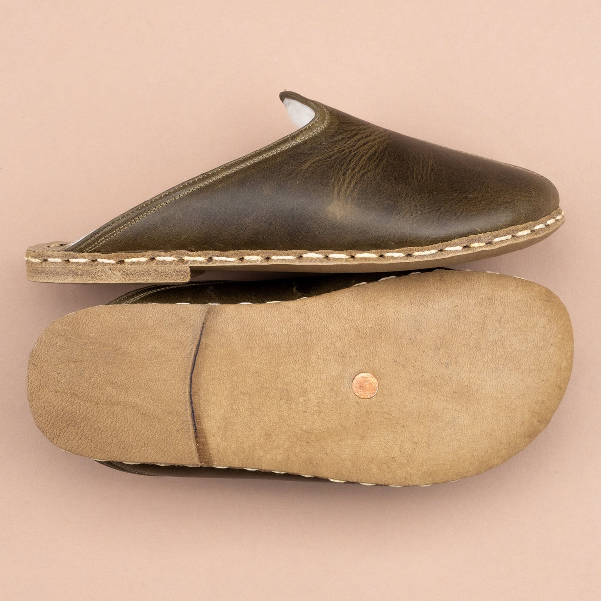 Men's Green Barefoot Shearlings from Atlantis Handmade Shoes