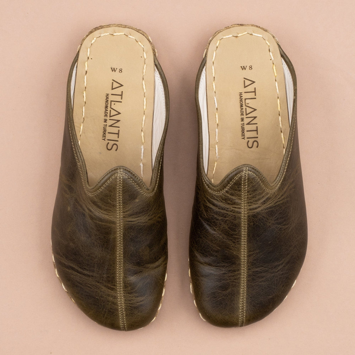 Men's Green Barefoot Slippers from Atlantis Handmade Shoes