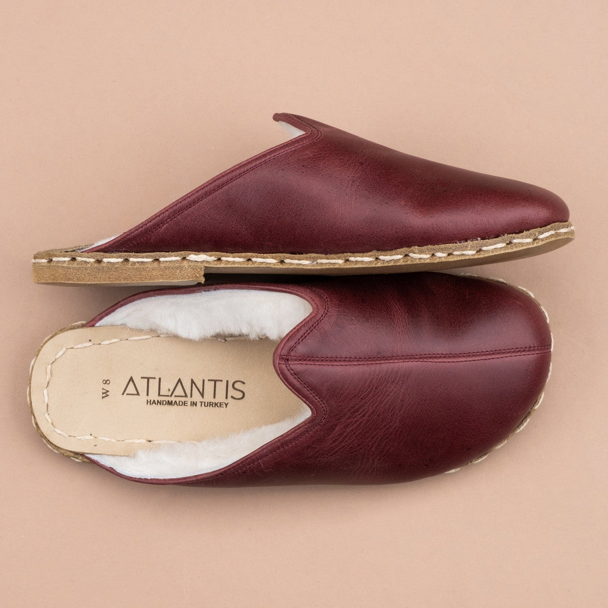 Men's Scarlet Barefoot Shearlings from Atlantis Handmade Shoes