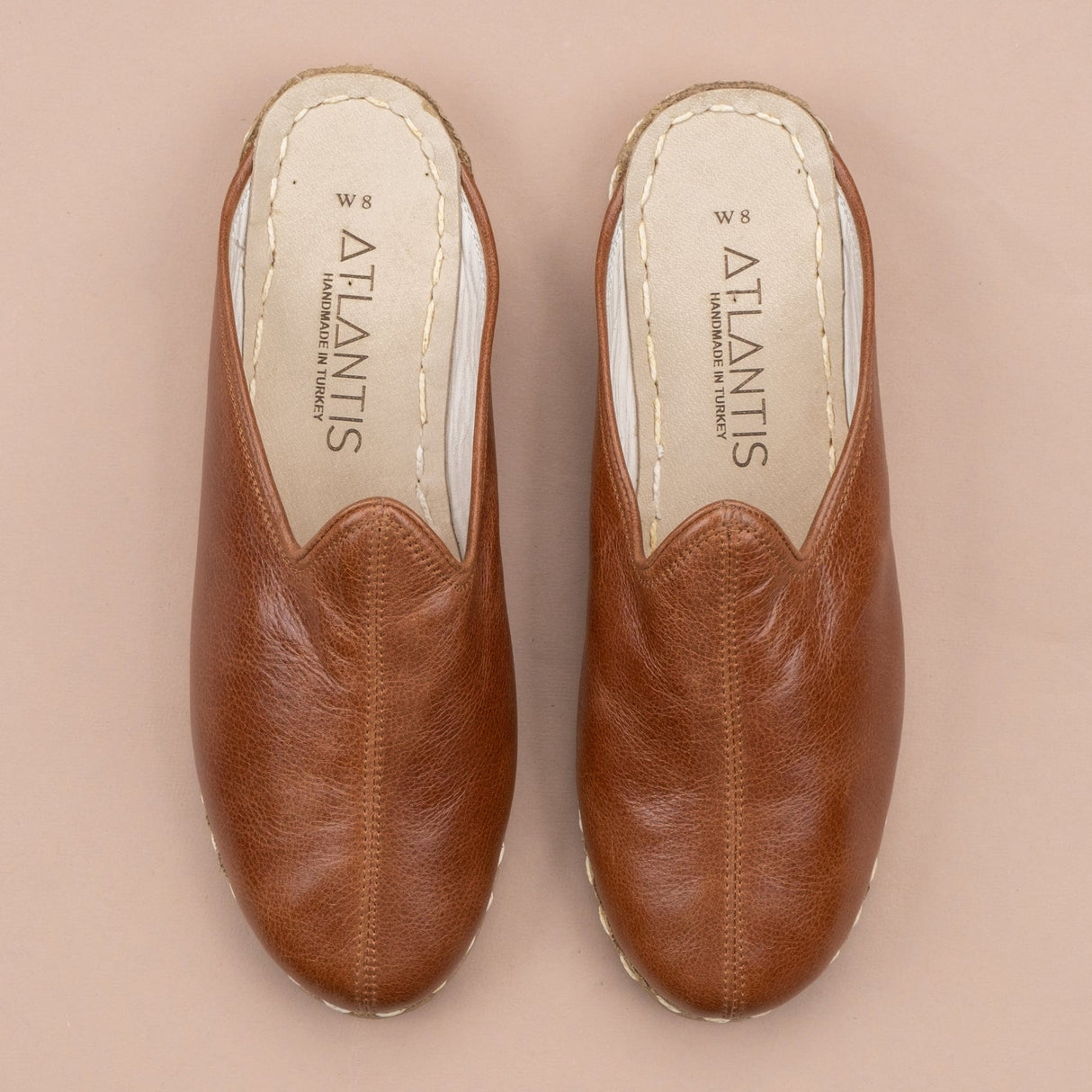 Women's Antique Brown Slippers from Atlantis Handmade Shoes