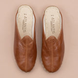 Women's Antique Brown Slippers from Atlantis Handmade Shoes