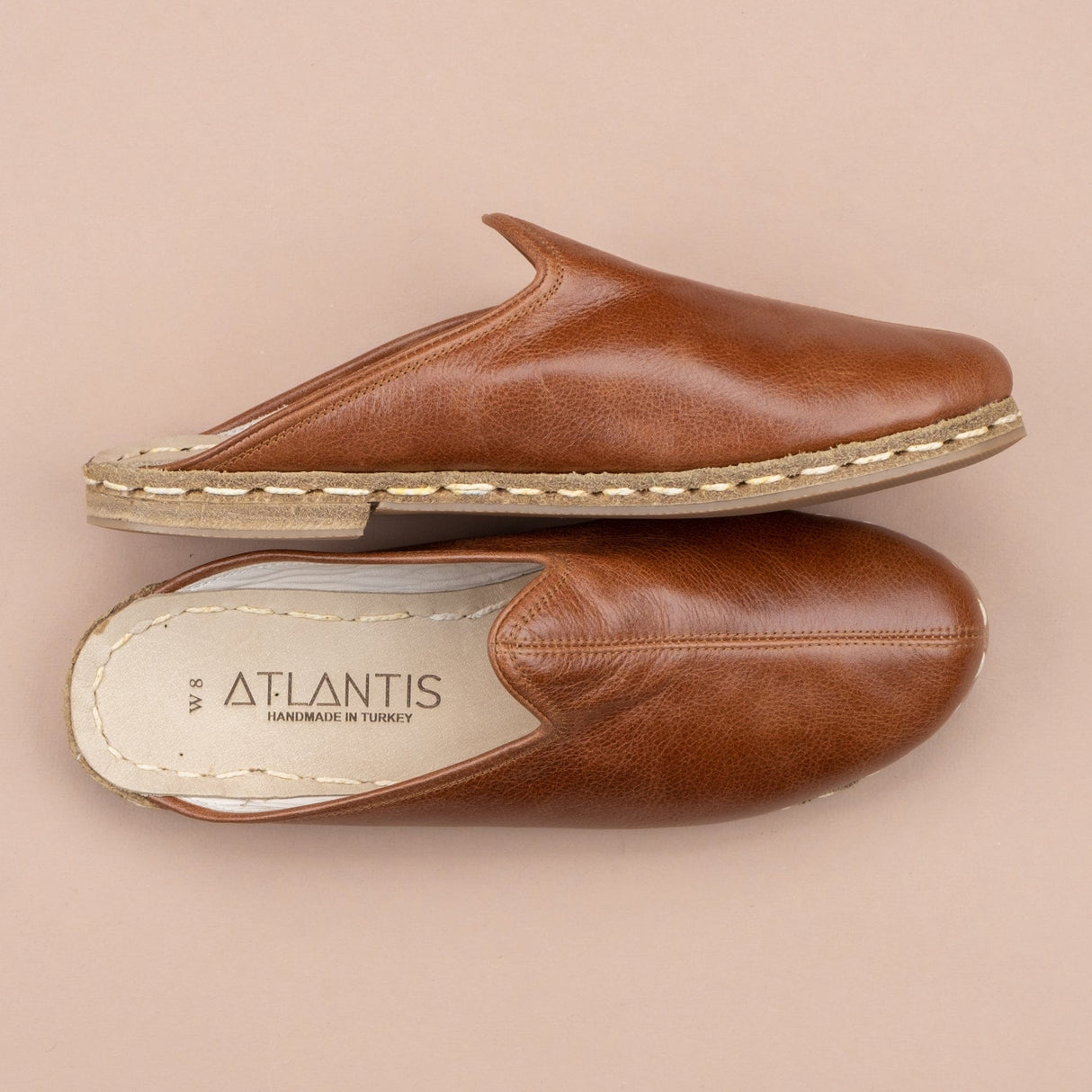 Men's Antique Brown Slippers from Atlantis Handmade Shoes
