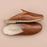 Women's Antique Brown Slippers from Atlantis Handmade Shoes