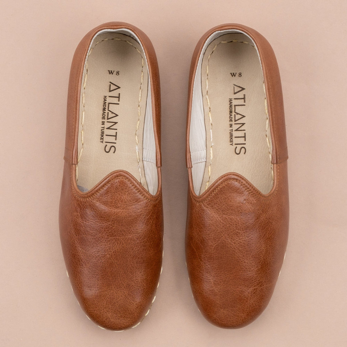 Women's Antique Brown Slip On Shoes from Atlantis Handmade Shoes