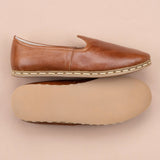 Women's Antique Brown Slip On Shoes from Atlantis Handmade Shoes