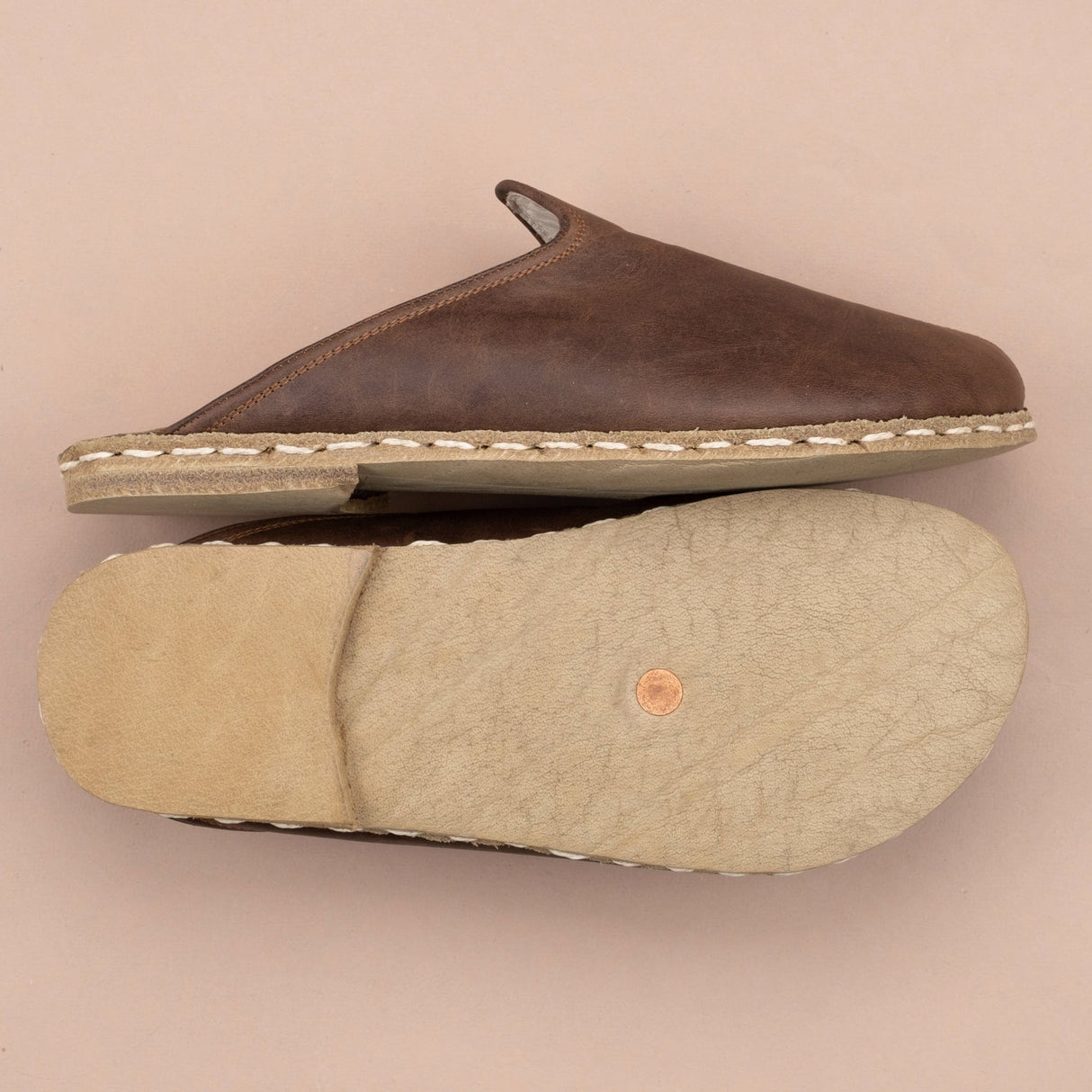 Men's Coffee Barefoot Slippers from Atlantis Handmade Shoes