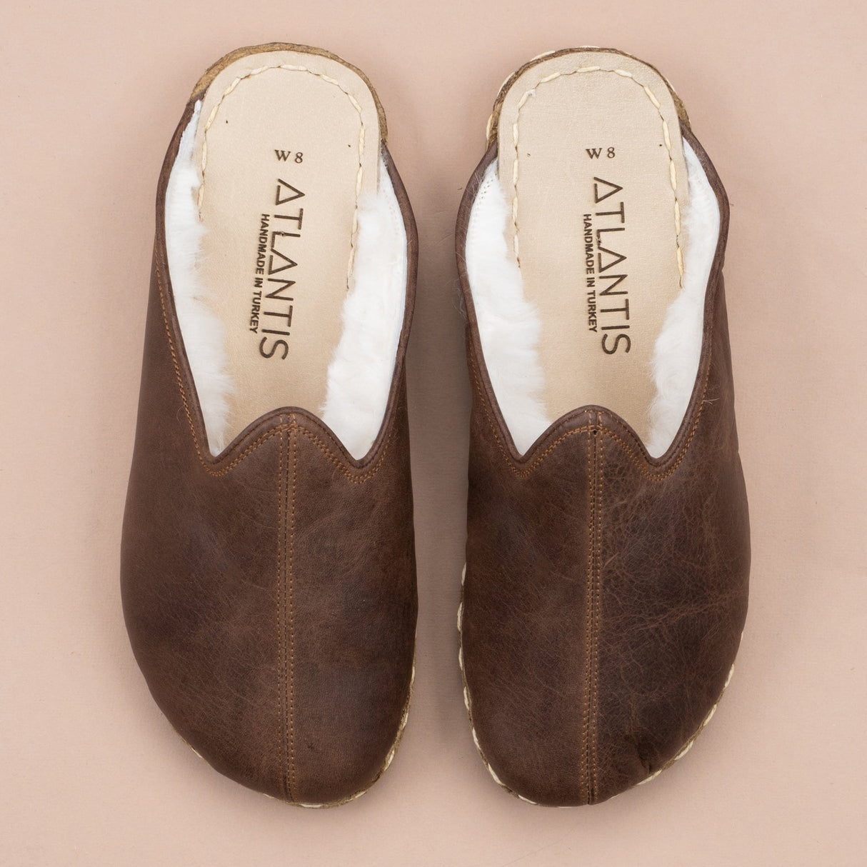 Men's Coffee Barefoot Shearlings from Atlantis Handmade Shoes