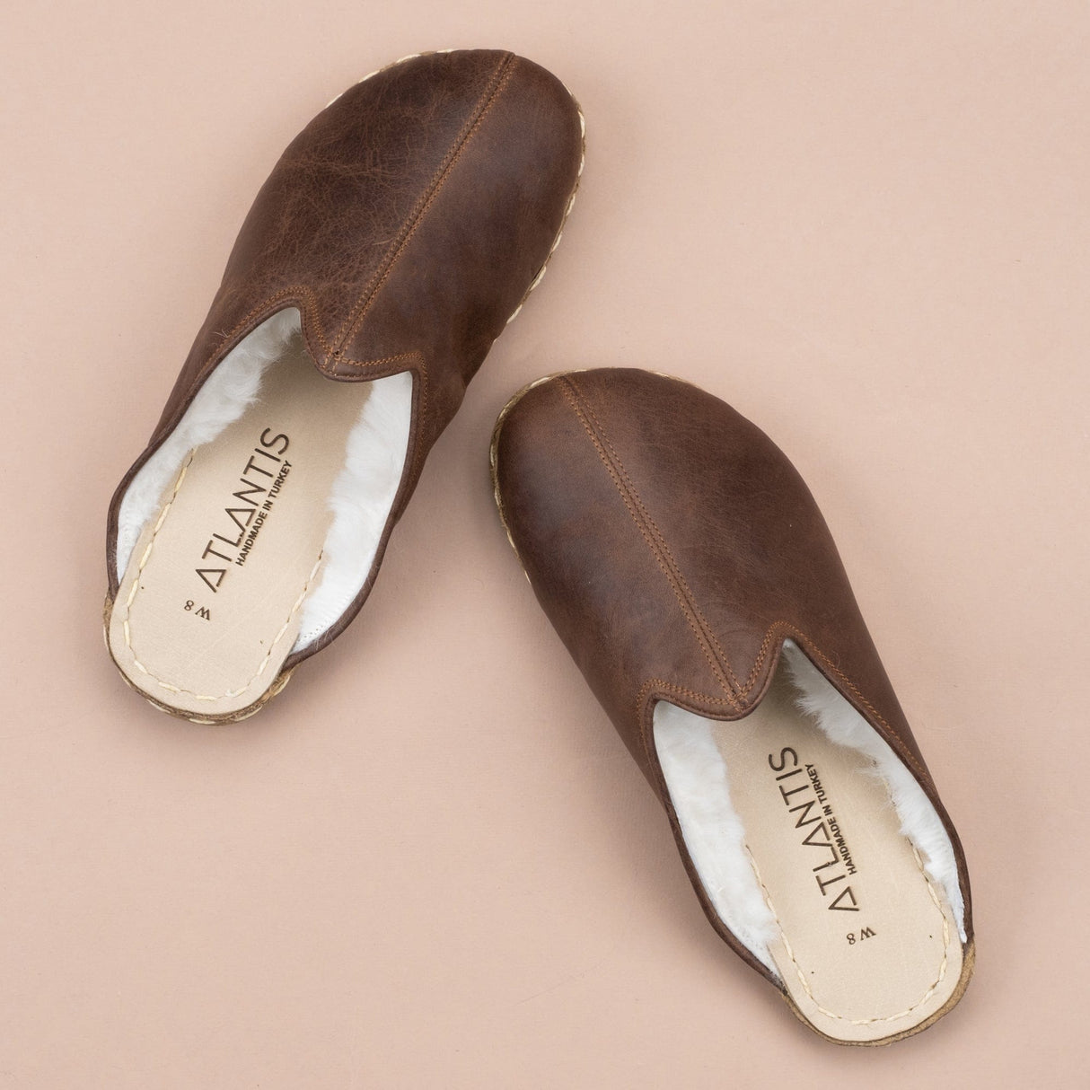 Women's Coffee Barefoot Shearlings from Atlantis Handmade Shoes