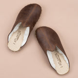 Women's Coffee Barefoot Shearlings from Atlantis Handmade Shoes