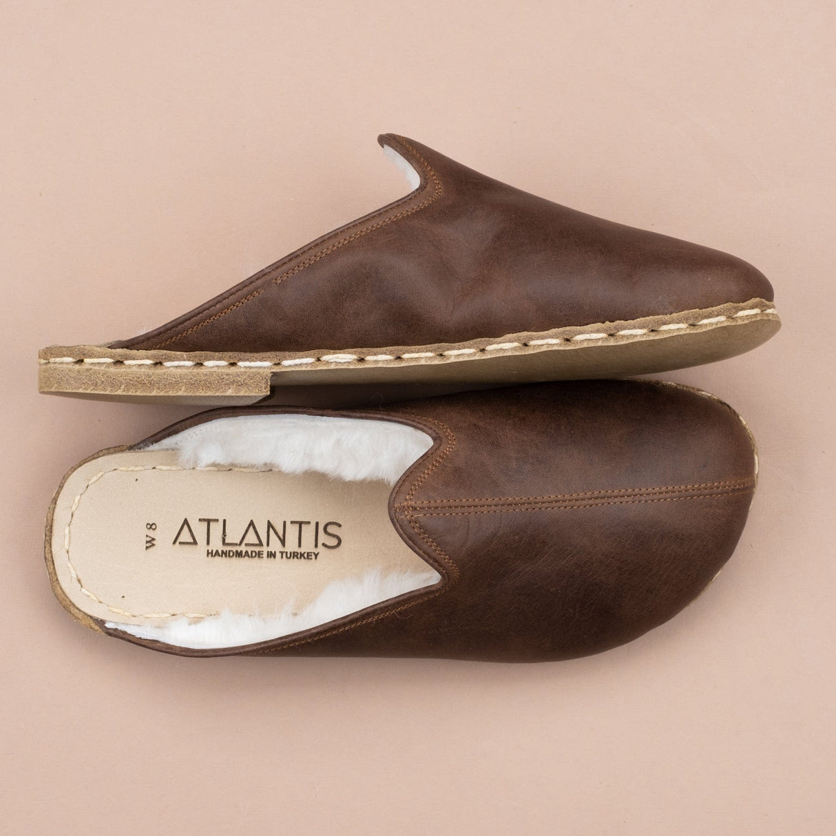 Men's Coffee Barefoot Shearlings from Atlantis Handmade Shoes