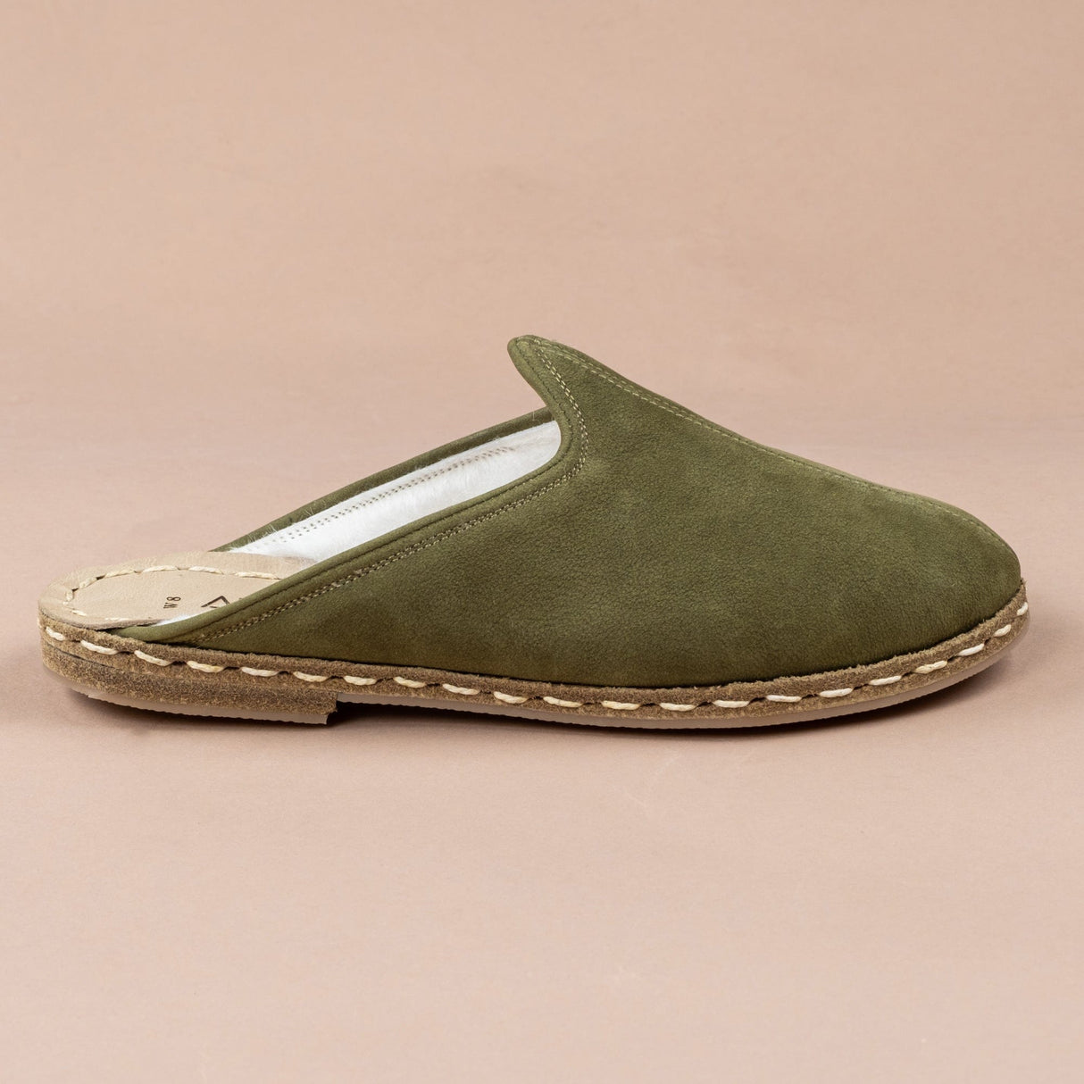 Women's Olive Shearlings from Atlantis Handmade Shoes