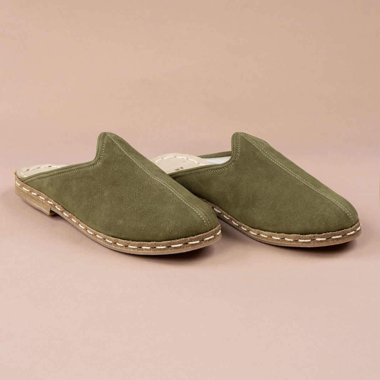 Women's Olive Slippers from Atlantis Handmade Shoes