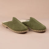 Men's Olive Slippers From Atlantis Handmade Shoes