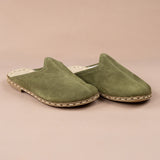Men's Olive Barefoot Slippers From Atlantis Handmade Shoes