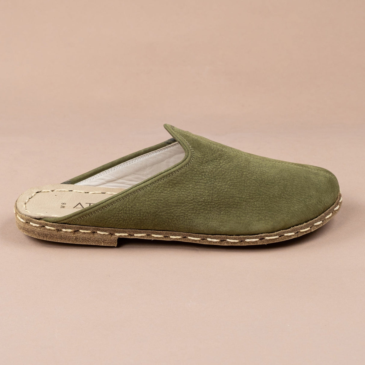 Men's Olive Barefoot Slippers From Atlantis Handmade Shoes