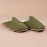 Men's Olive Barefoot Shearlings from Atlantis Handmade Shoes