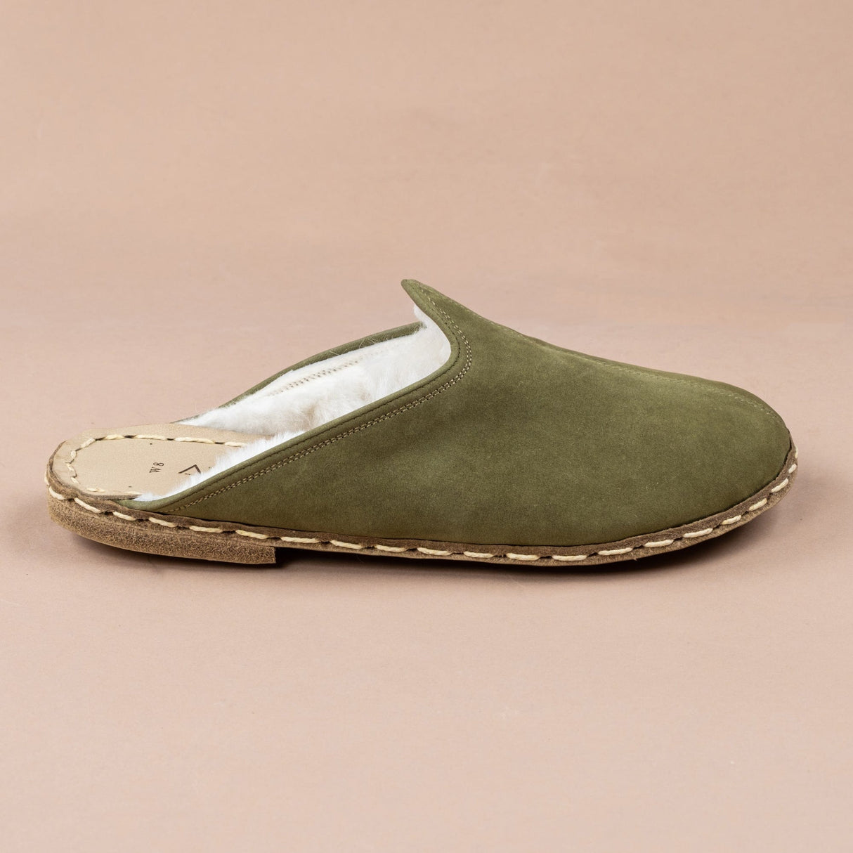 Men's Olive Barefoot Shearlings from Atlantis Handmade Shoes