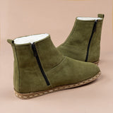 Men's Olive Shearling Boots from Atlantis Handmade Shoes