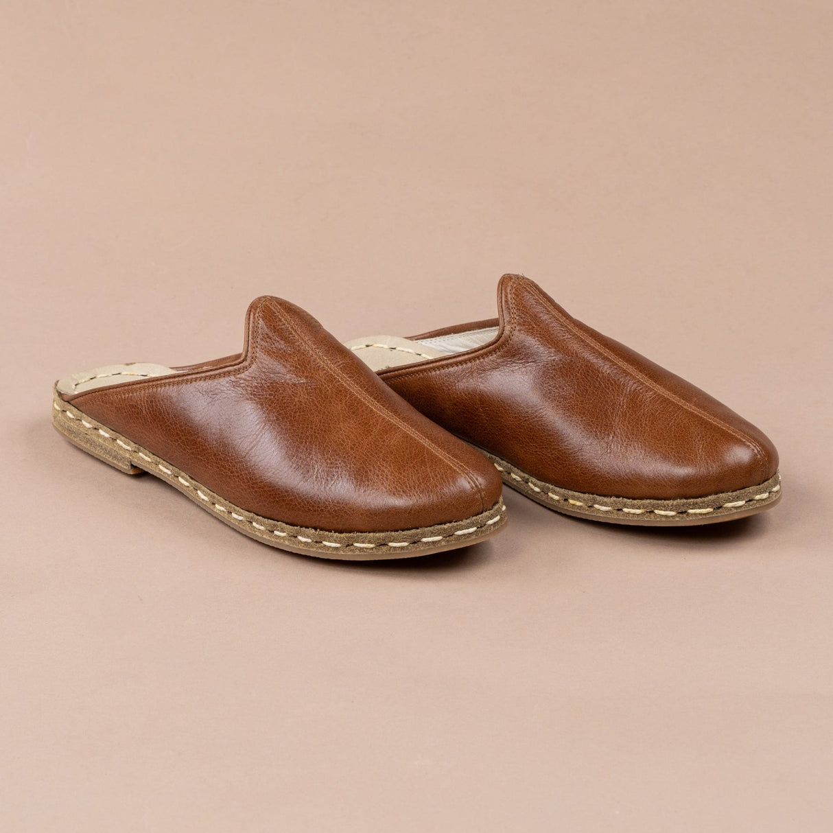Women's Antique Brown Slippers from Atlantis Handmade Shoes
