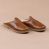 Women's Antique Brown Slippers from Atlantis Handmade Shoes