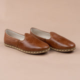 Women's Antique Brown Slip On Shoes from Atlantis Handmade Shoes