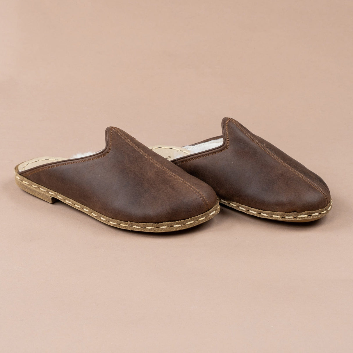 Men's Coffee Barefoot Shearlings from Atlantis Handmade Shoes
