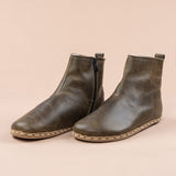 Men's Green Barefoot Boots with Fur From Atlantis Handmade Shoes