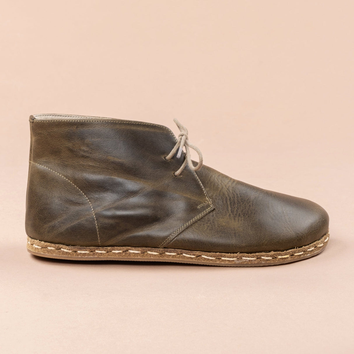 Women's Green Barefoot Boots with Laces from Atlantis Handmade Shoes