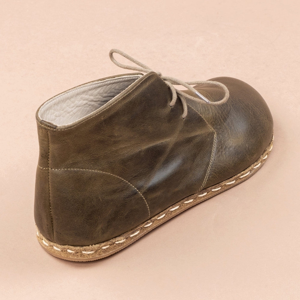 Men's Green Barefoot Boots with Laces From Atlantis Handmade Shoes