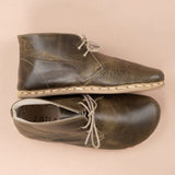 Men's Green Barefoot Boots with Laces From Atlantis Handmade Shoes