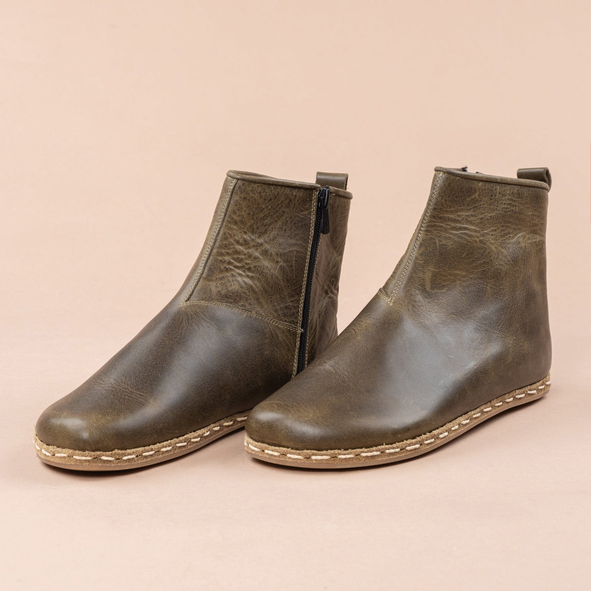 Women's Green Barefoot Boots from Atlantis Handmade Shoes