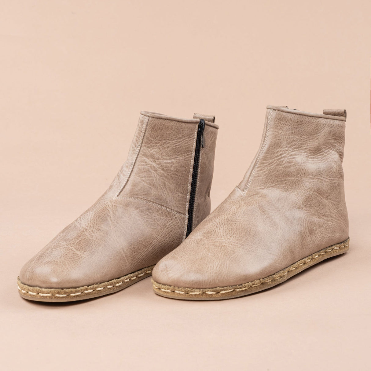 Women's Tan Barefoot Boots from Atlantis Handmade Shoes