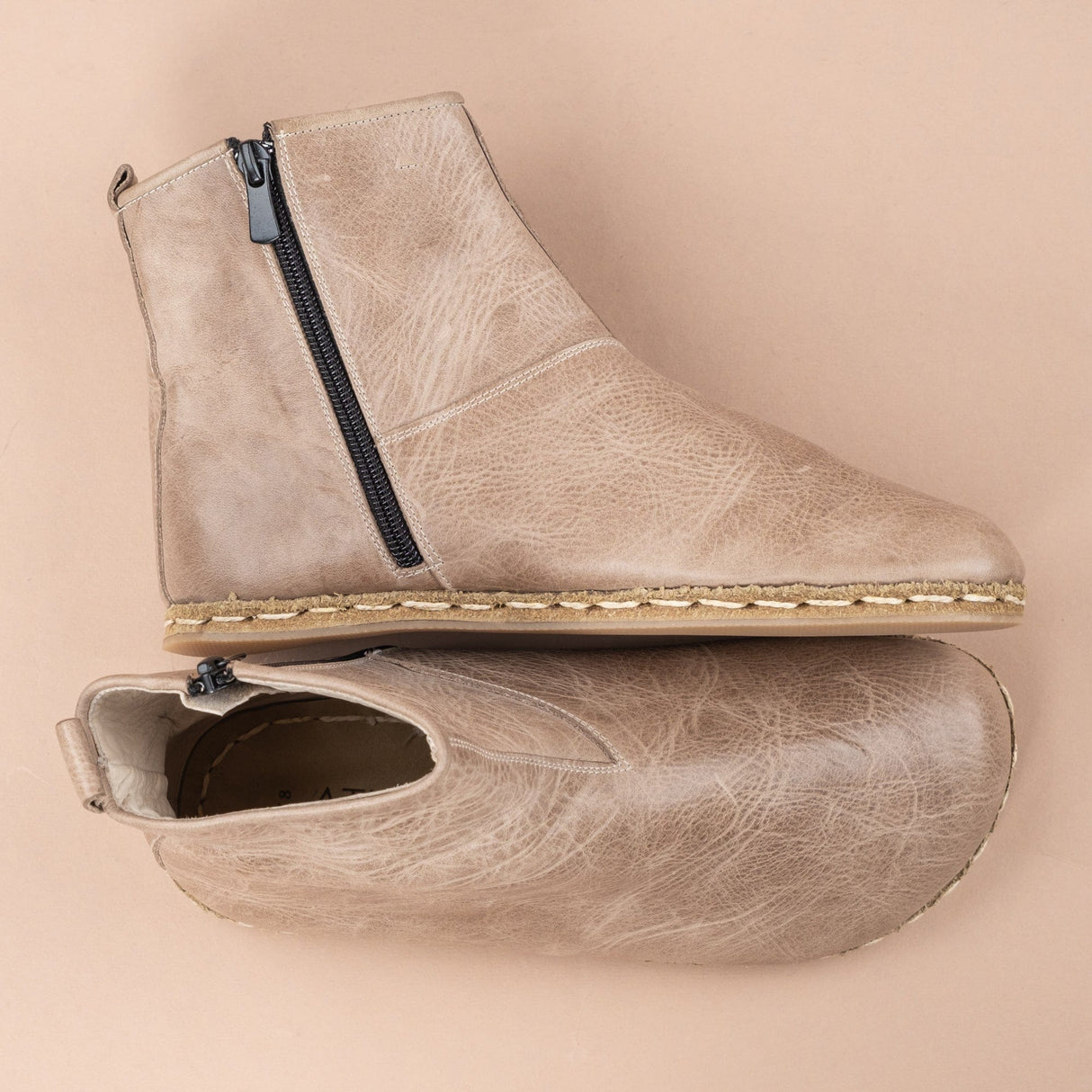 Men's Tan Barefoot Boots from Atlantis Handmade Shoes