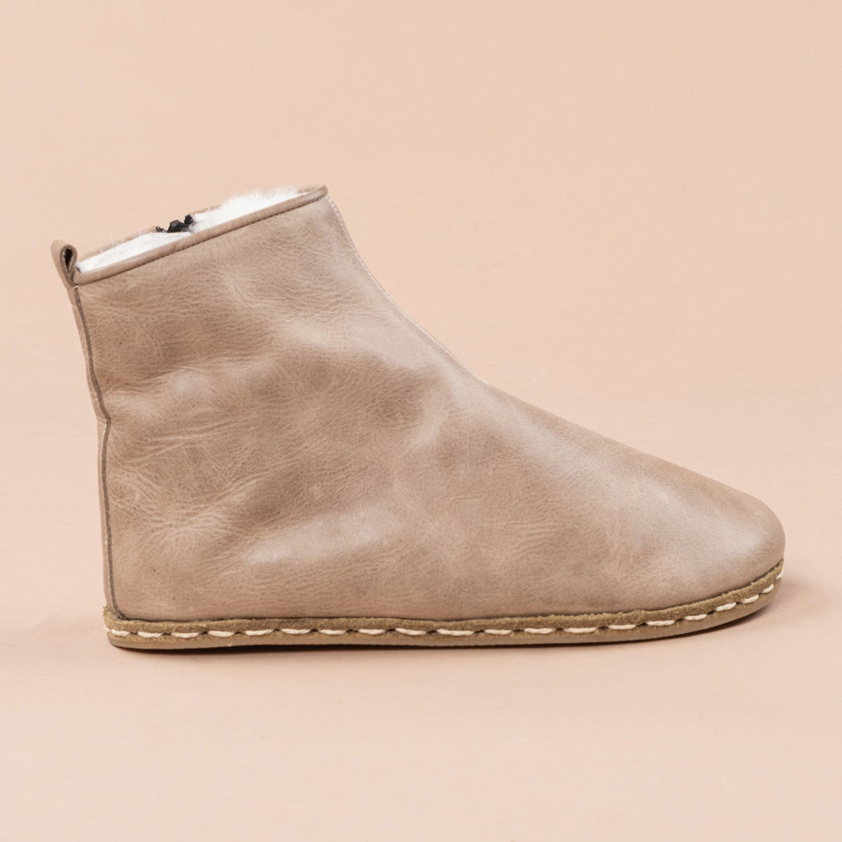 Men's Tan Barefoot Boots with Fur from Atlantis Handmade Shoes