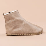 Men's Tan Barefoot Boots with Fur from Atlantis Handmade Shoes