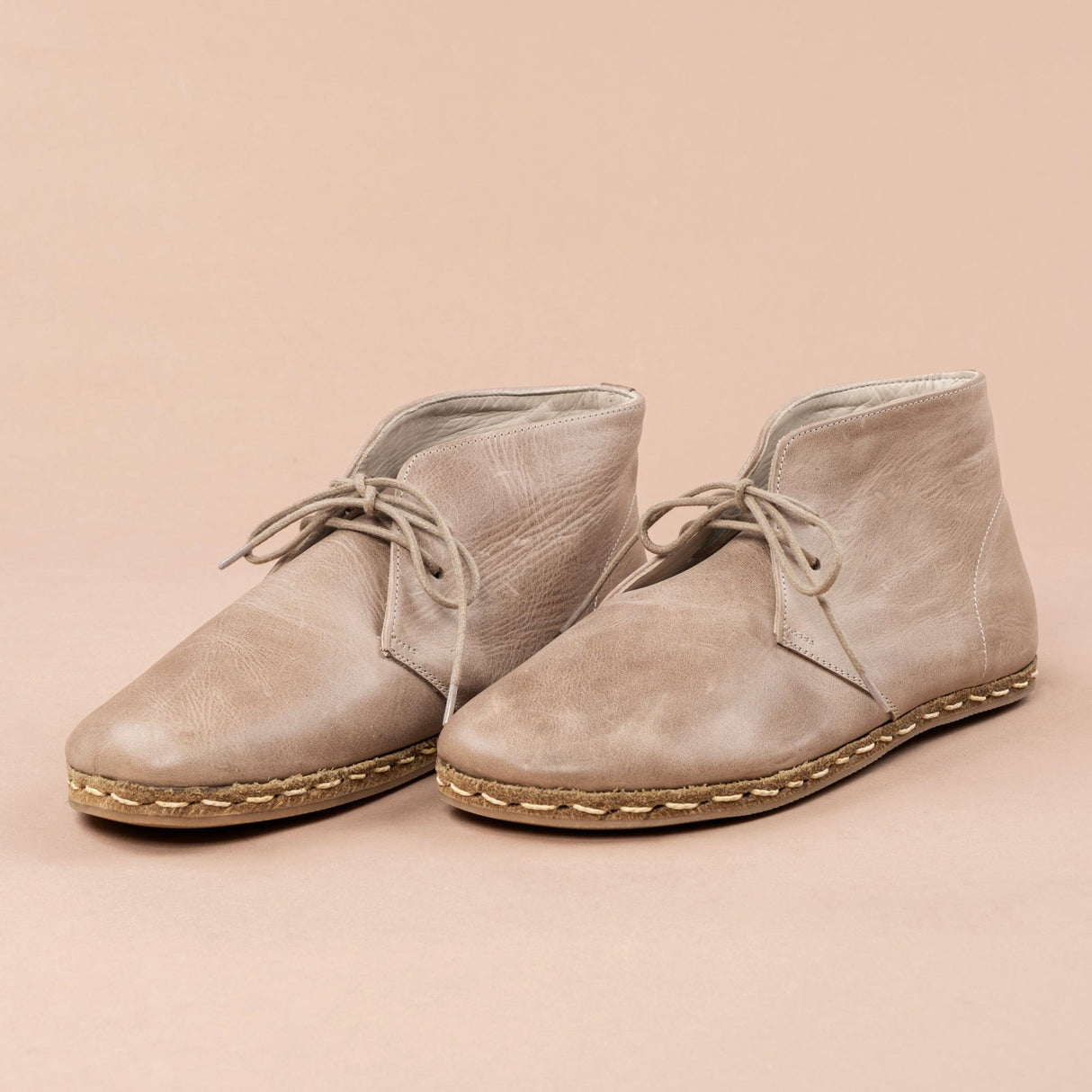 Women's Tan Barefoot Boots with Laces from Atlantis Handmade Shoes