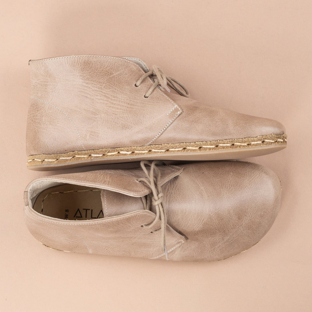 Men's Tan Barefoot Boots with Laces from Atlantis Handmade Shoes