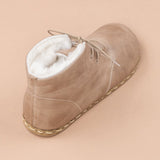 Women's Tan Barefoot Oxford Boots with Fur from Atlantis Handmade Shoes