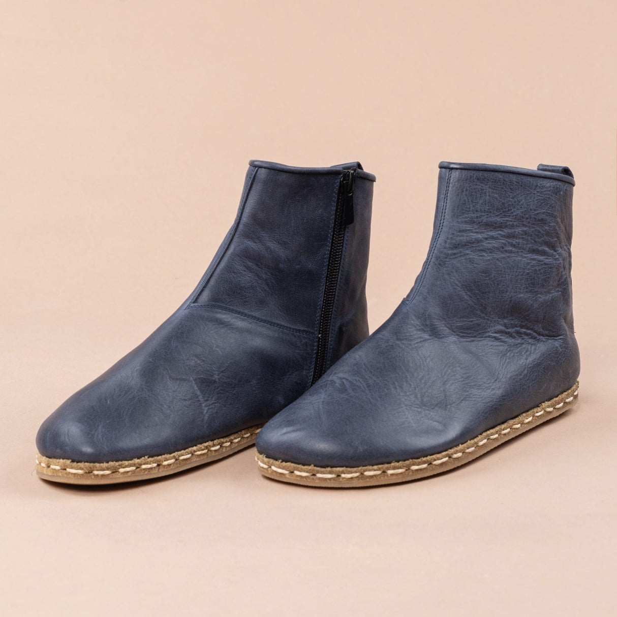 Women's Blue Barefoot Boots from Atlantis Handmade Shoes