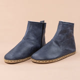Women's Blue Barefoot Boots with Fur from Atlantis Handmade Shoes