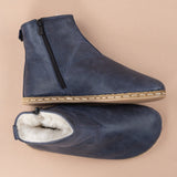 Women's Blue Barefoot Boots with Fur from Atlantis Handmade Shoes