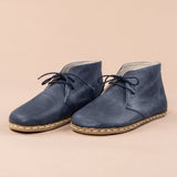Women's Blue Barefoot Boots with Laces from Atlantis Handmade Shoes