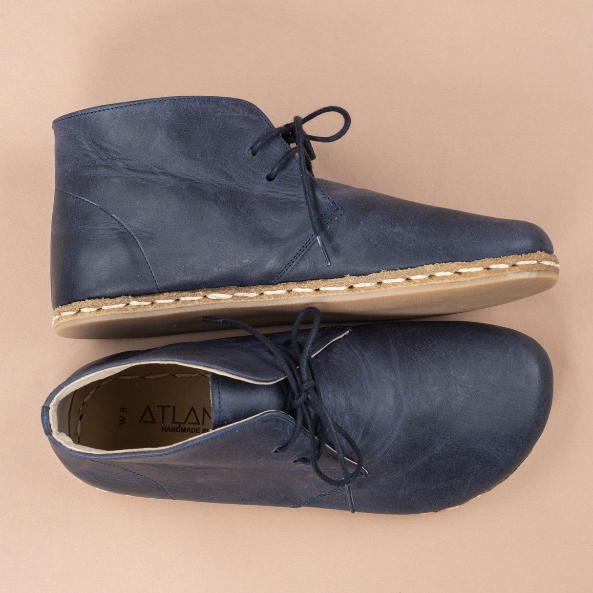 Men's Blue Barefoot Boots with Laces From Atlantis Handmade Shoes