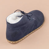 Men's Blue Barefoot Oxford Boots with Fur From Atlantis Handmade Shoes