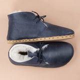 Men's Blue Barefoot Oxford Boots with Fur From Atlantis Handmade Shoes